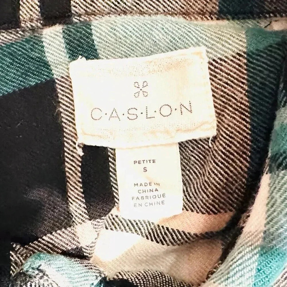 CASLON Women Long Sleeve Collared Button Down Plaid Shirt Top Size Petite Small - Picture 14 of 14